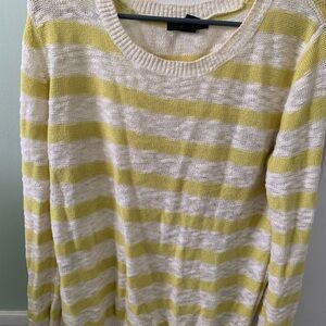 Women's Yellow and Cream Striped Sweater